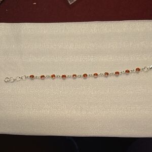 Sterling Silver and Carneilan Bracelet